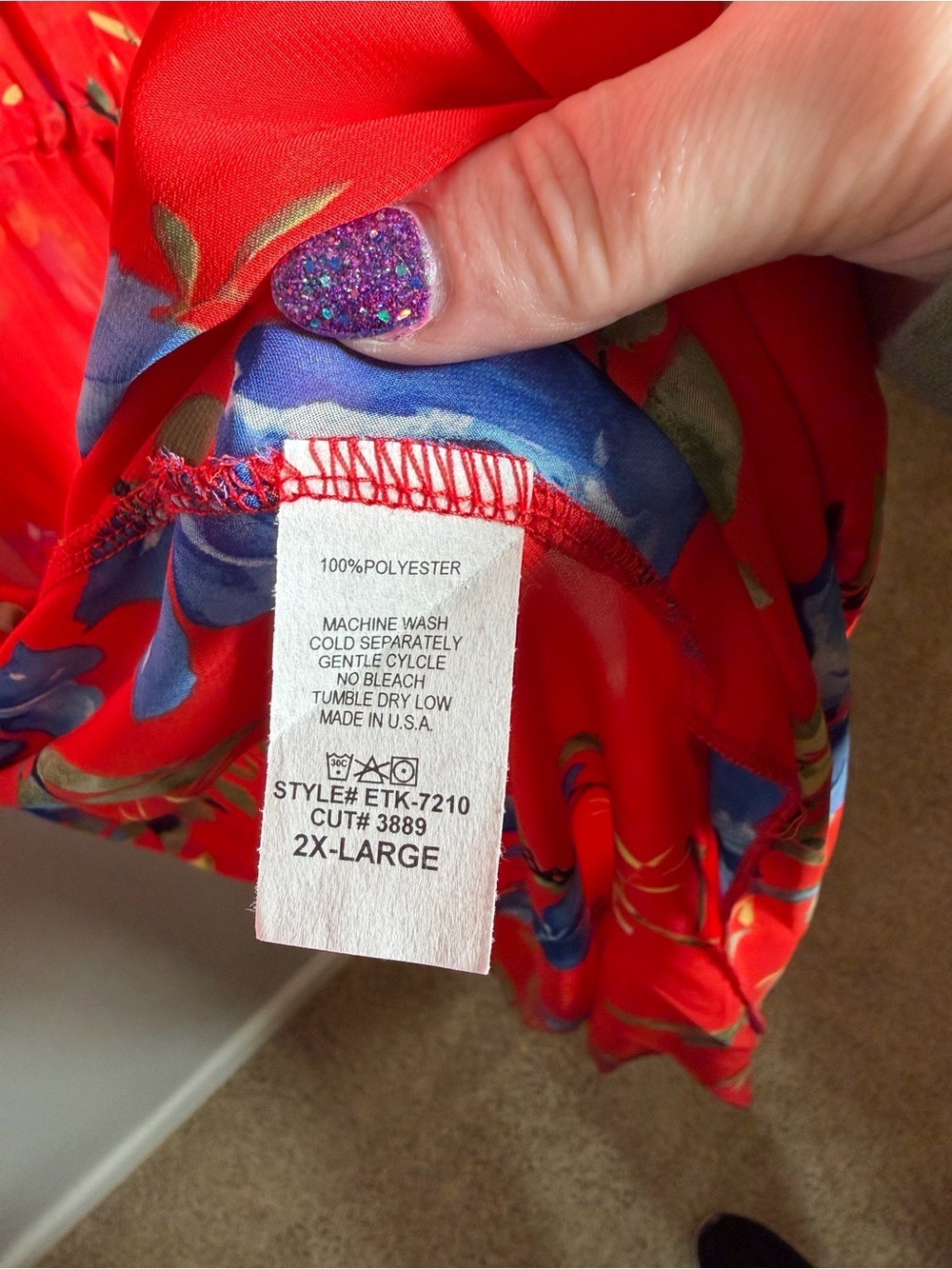 Emerald Red Floral Kimono 2x - Picture 10 of 11